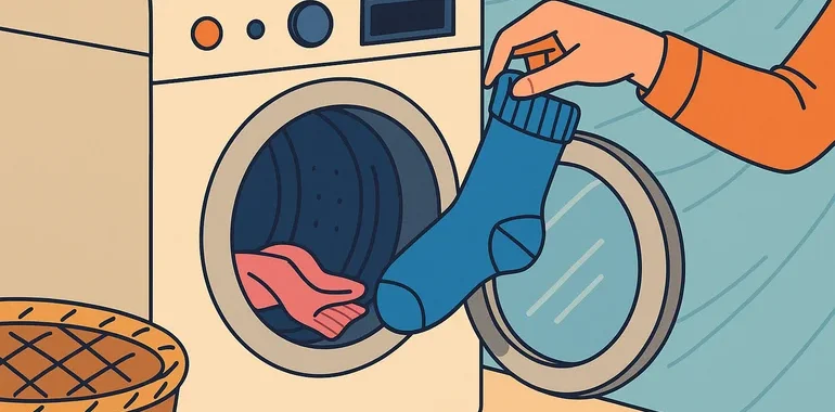 Socken in der Waschmaschine